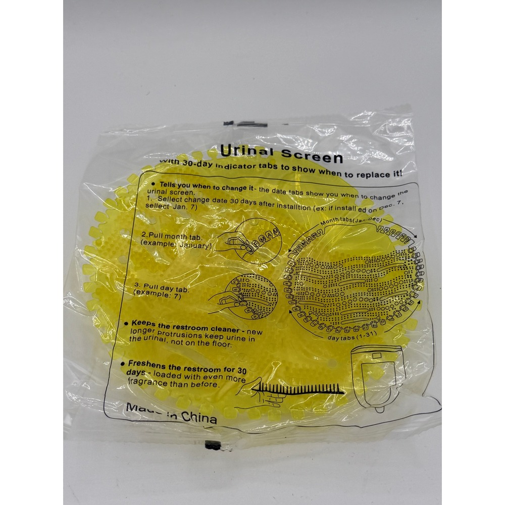 12 Pack Yellow Scented Urinal Screens with 30 Day Indicator Tabs Deodorizer Bulk